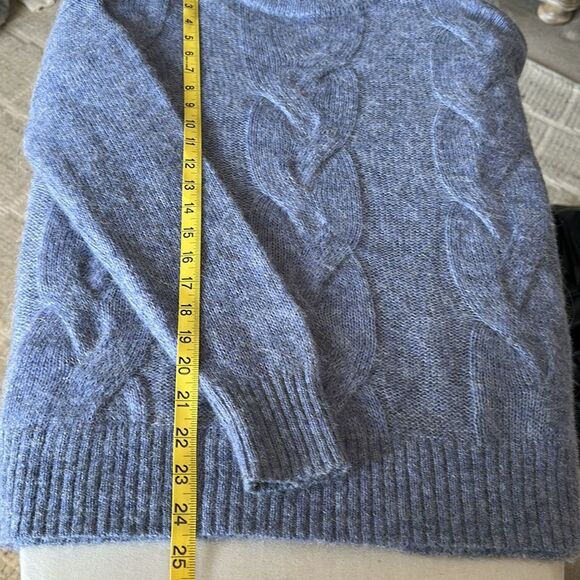 Vineyard Vines Blue Cable Knit Sweater XS Alpaca Merino Wool Blend Oversized Fit - Picture 10 of 11
